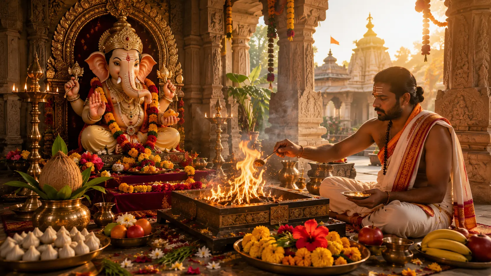 Ganapati Homa réalisé en Inde pour accompagner les nouveaux départs