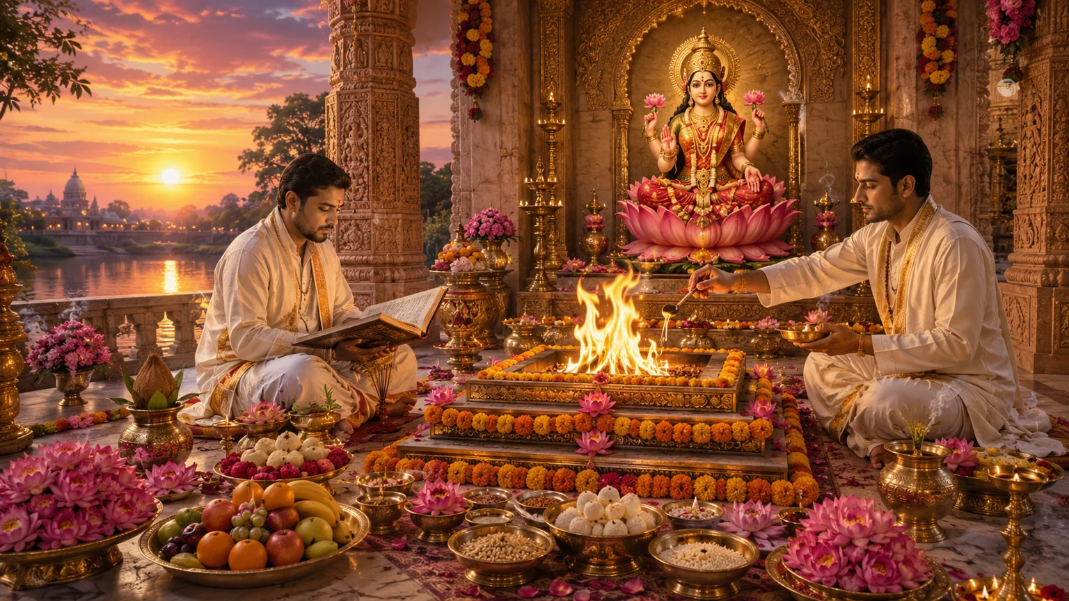 Shri Suktam Havan consacré à Lakshmi et réalisé par des pandits en Inde